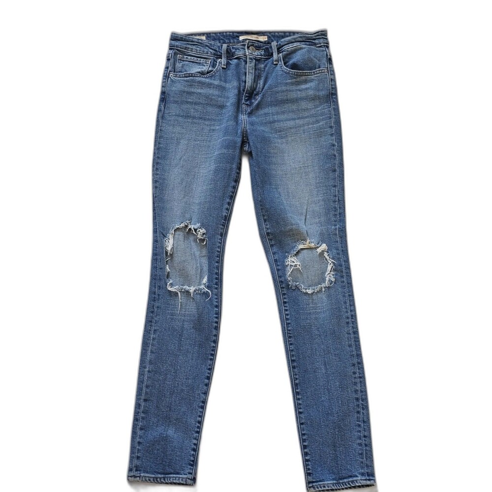 Levi's 721 Distressed Ripped High Rise Skinny Jeans Women Size 28, Medium Wash